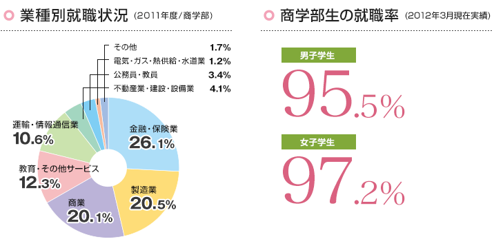 業種別就職状況(2011年度/商学部)