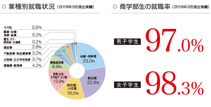 業種別就職状況(2017年度/商学部)