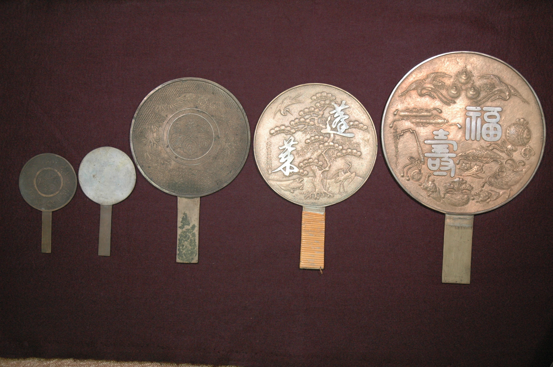 江戸時代 古鏡 銅鏡 柄鏡