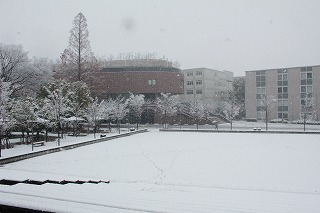 千里山キャンパスに積雪