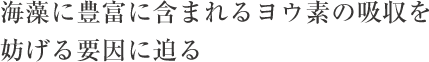 海藻に豊富に含まれるヨウ素の吸収を妨げる要因に迫る