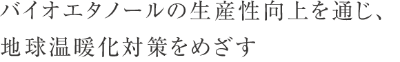 バイオエタノールの生産性向上を通じ、地球温暖化対策をめざす