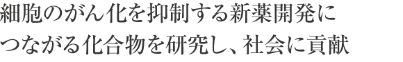 細胞のがん化を抑制する新薬開発につながる化合物を研究し、社会に貢献