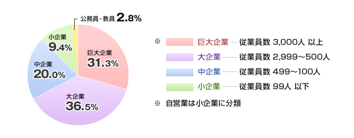 企業規模別就職状況(2006年度/商学部)