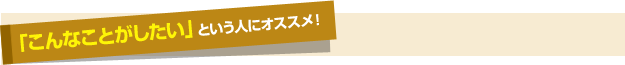 「こんなことがしたい」という人にオススメ！