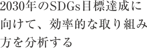 2030年のSDGs目標達成に向けて、効率的な取り組み方を分析する