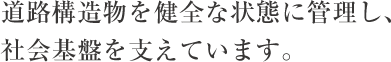 道路構造物を健全な状態に管理し、社会基盤を支えています。