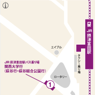 JR摂津富田駅前より バス停略図