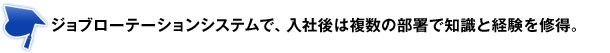 ジョブローテーションシステムで、入社後は複数の部署で知識と経験を修得。