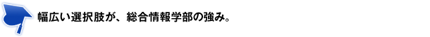 幅広い選択肢が、総合情報学部の強み。