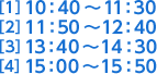 m1n10:40`11:30 m2n11:50`12:40 m3n13:40`14:30 m4n15:00`15:50