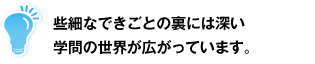 些細なできごとの裏には深い学問の世界が広がっています。