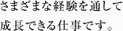 さまざまな経験を通して成長できる仕事です。