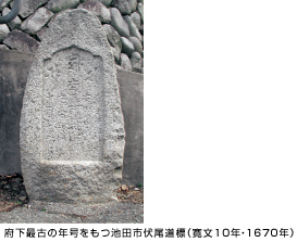 府下最古の年号をもつ池田市伏尾道標（寛文10年・1670年）