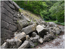 仙台城の石垣の崩壊