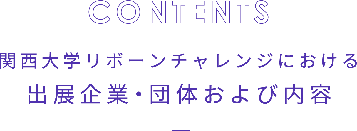 関西大学リボーンチャレンジにおける出展企業・団体および内容