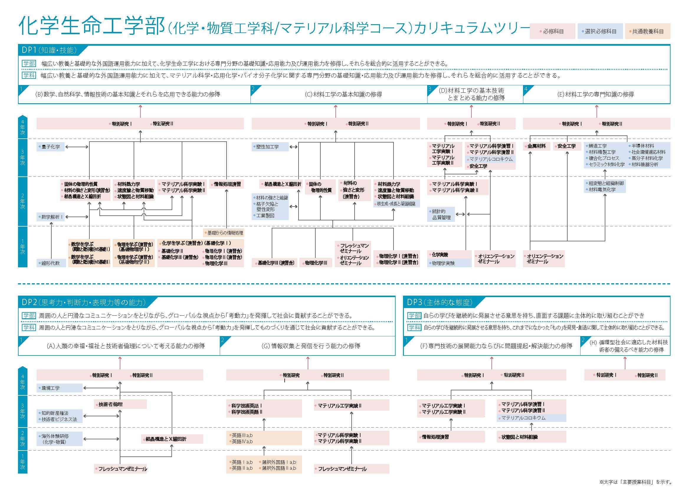 化学生命工学部 カリキュラムツリー