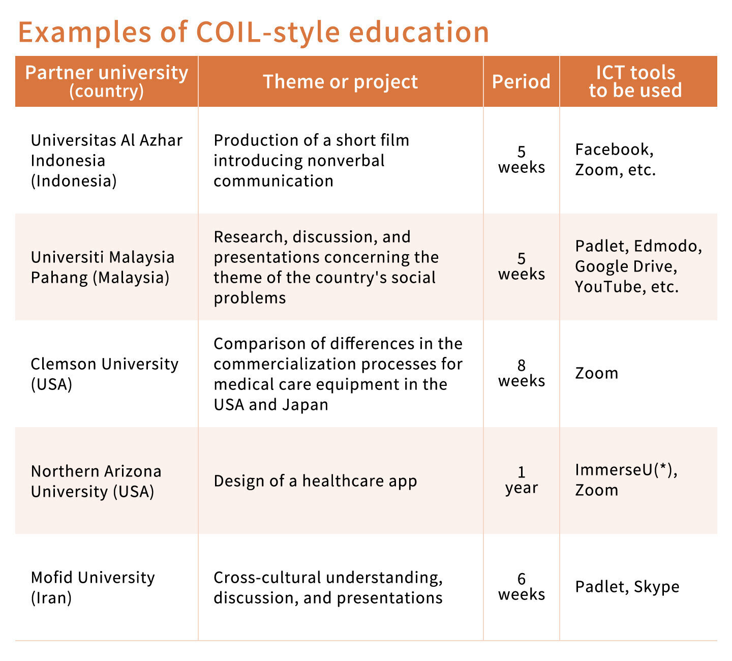 Examples of COIL-style education